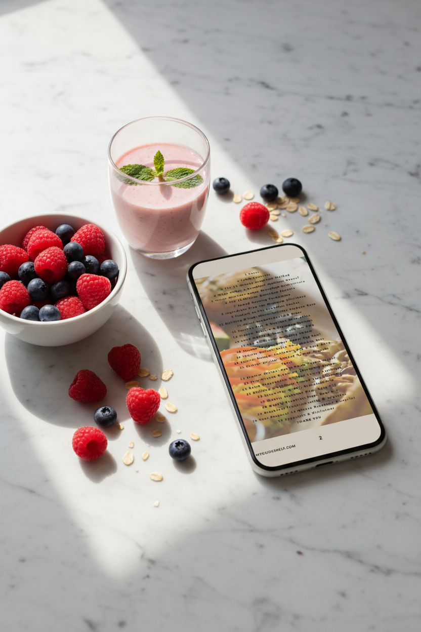 15-Minute Nutrient-Dense Breakfast Guide – Table of Contents Phone Mockup