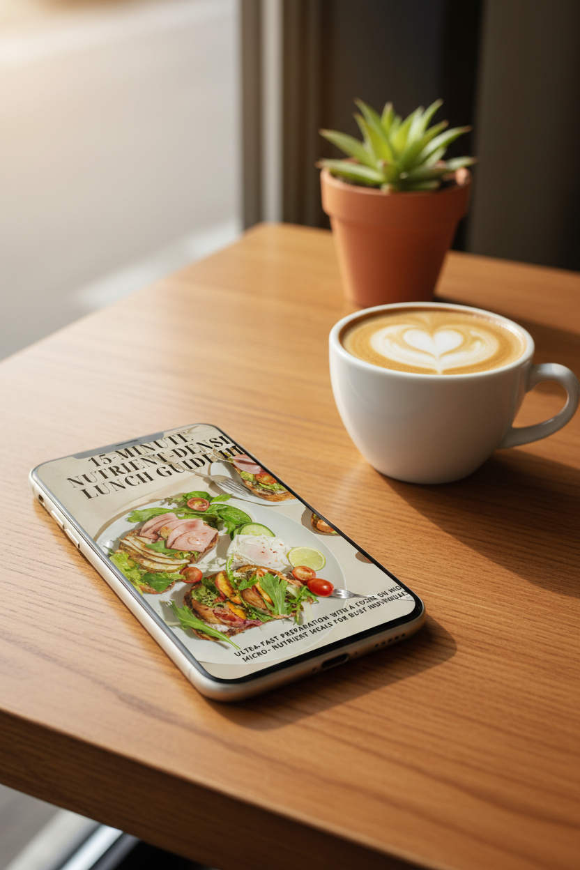 15-Minute Nutrient-Dense Lunch Guide III - Phone Café Mockup