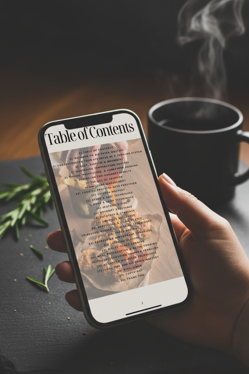 Air Fryer Introductory Guide – Table of Contents Phone Mockup