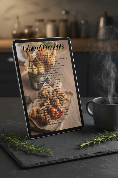 Air Fryer Introductory Guide – Table of Contents Tablet Mockup